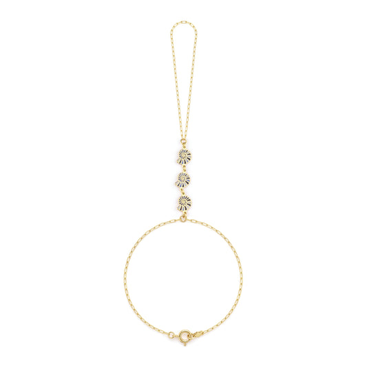 18K Gold Triple Shell Enamel Hand Chain