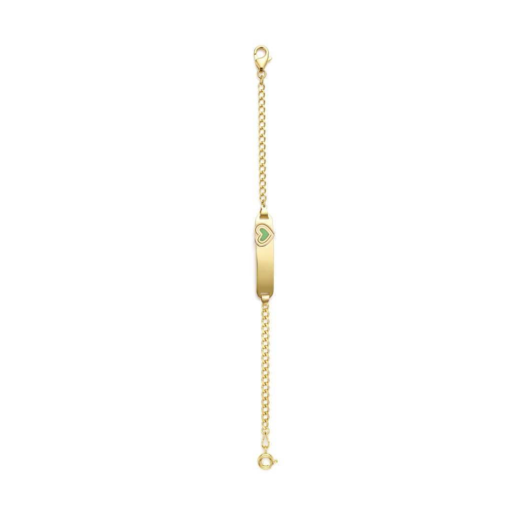 18K Gold Kid's Heart ID Bracelet