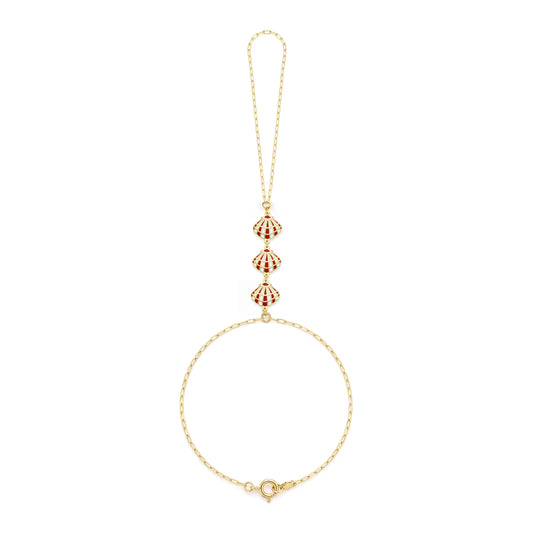18K Gold Tripel Seaside Shell Enamel Hand Chain
