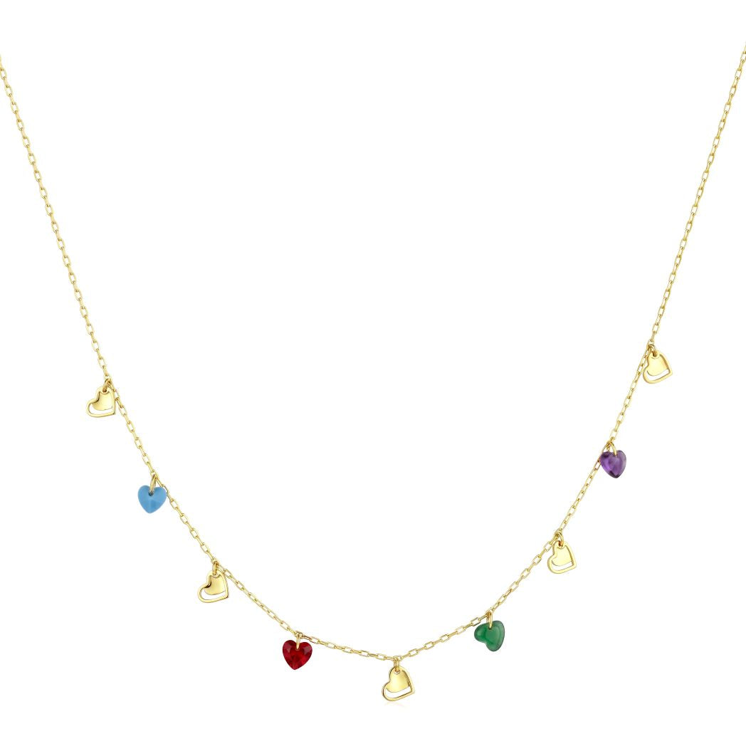 18K Gold Heart Charm Necklace