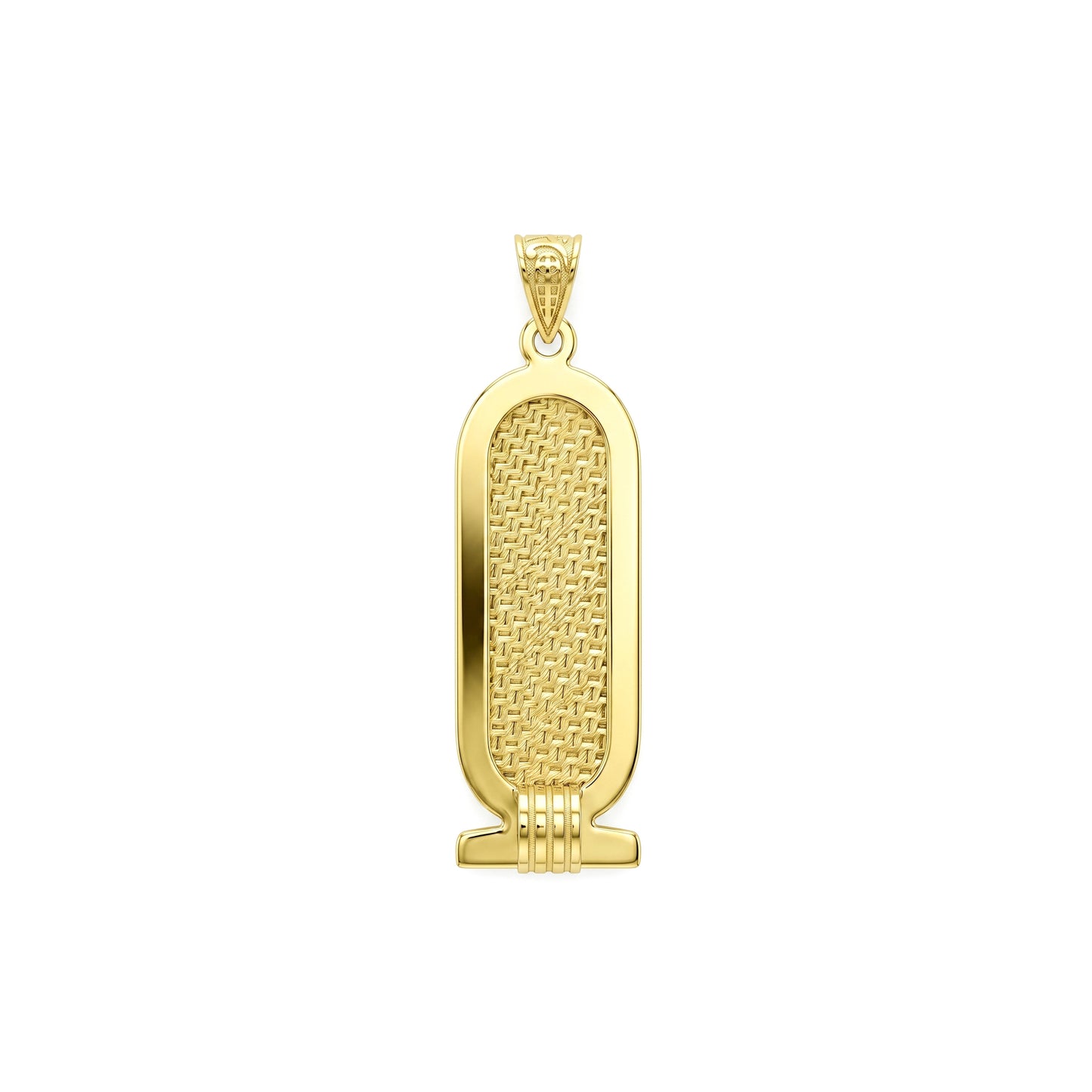 18K Gold Woven-Texture Cartouche Pendant