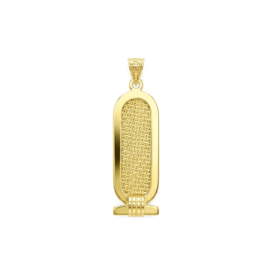 18K Gold Woven-Texture Cartouche Pendant
