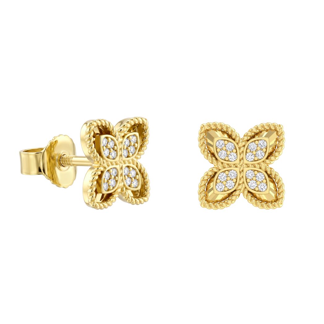 18K Gold Floral Stud Earrings