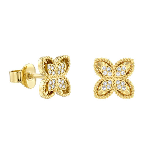 18K Gold Floral Stud Earrings