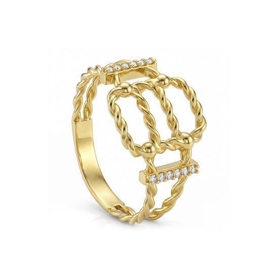 18K Gold Twisted Multi-Band Ring