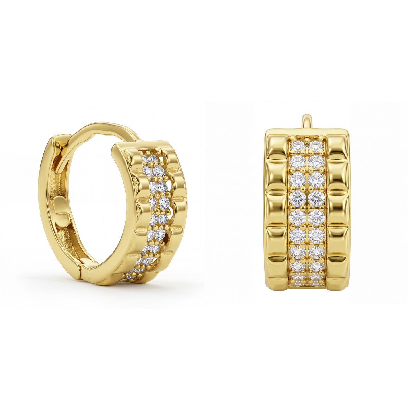 18K Textured Zircon Hoops