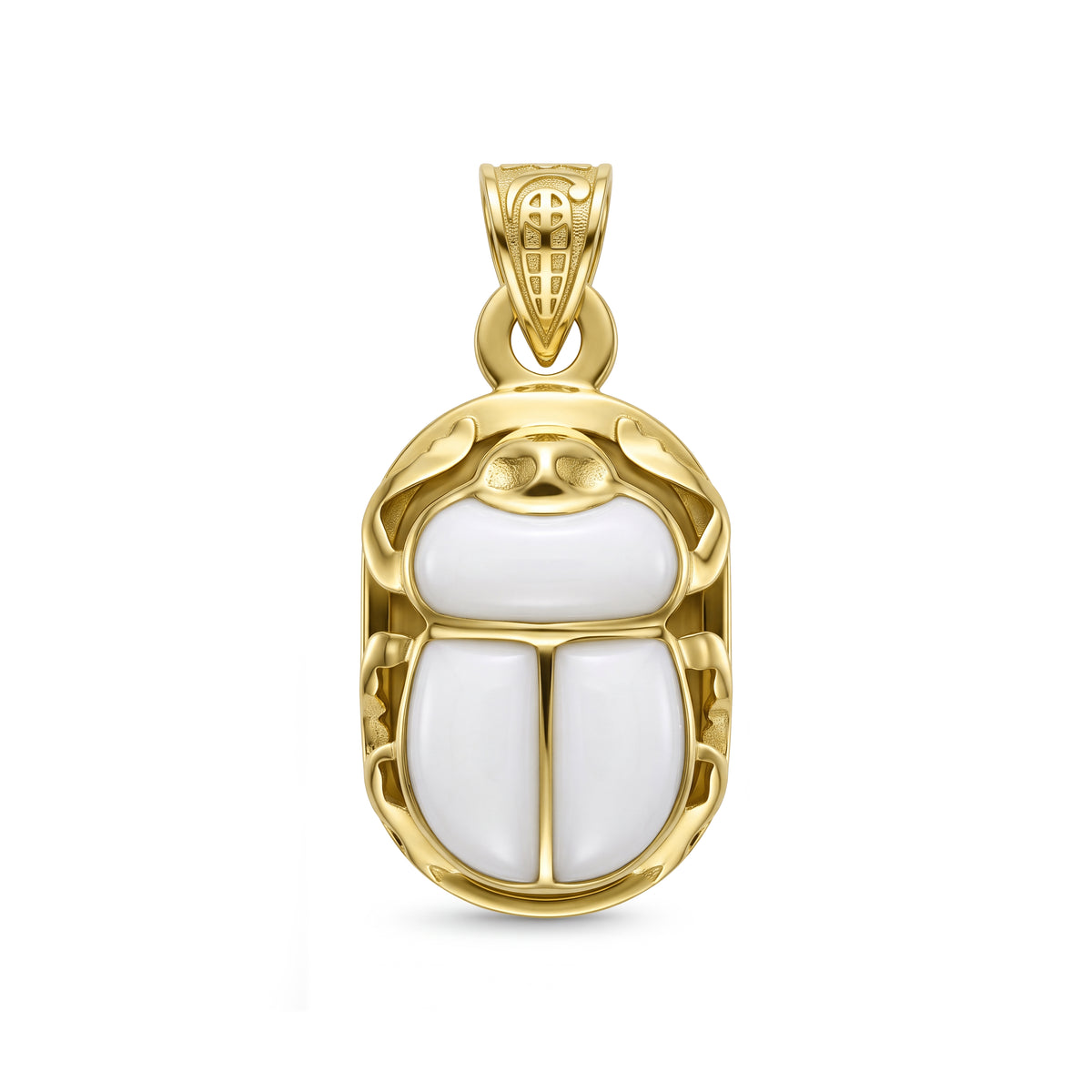 18K Sacred Scarab Beetle Amulet Pendant