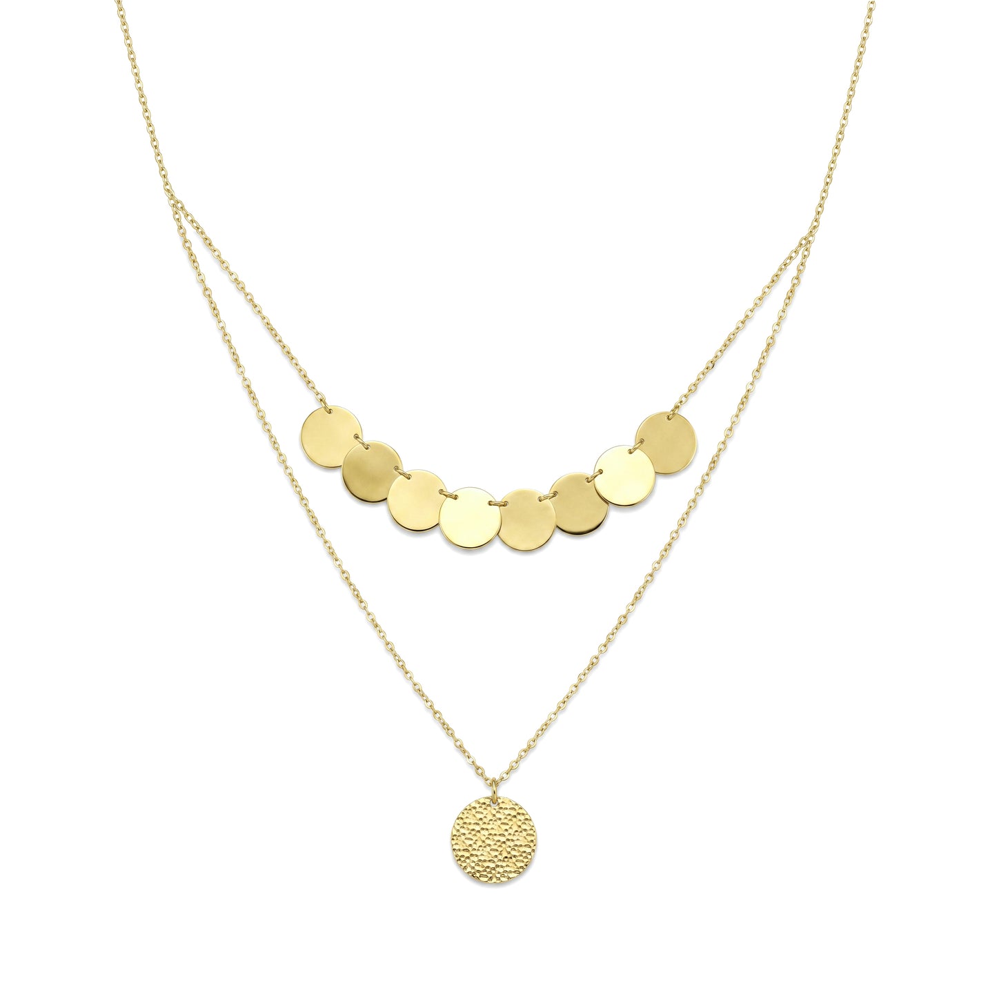 18K Solid Gold Double-Strand Disc