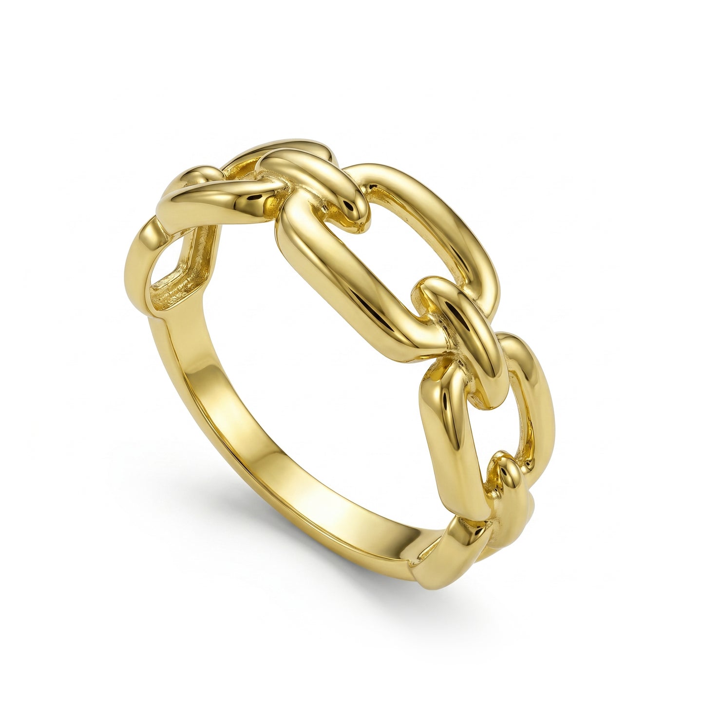 18K Gold Curb Chain Ring