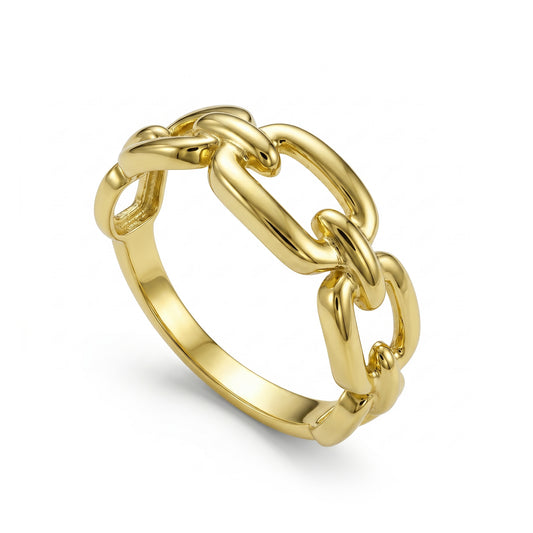 18K Gold Curb Chain Ring