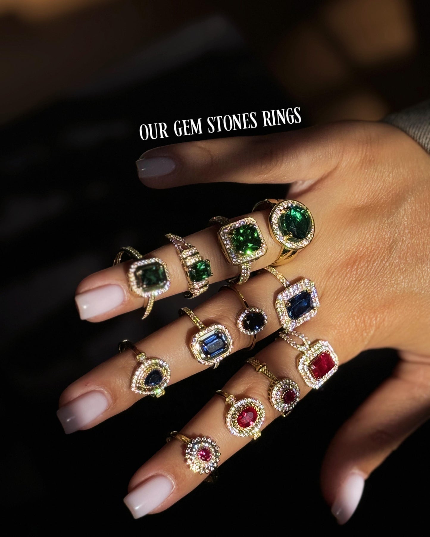 18K Solid Gold Round Red Zircon Double Halo Ring