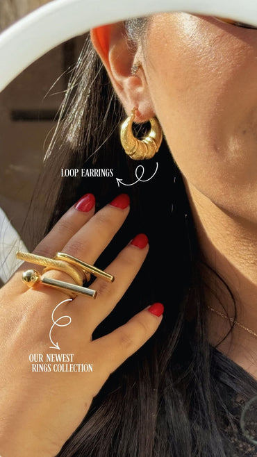 18K Gold Matte Texture Statement Band