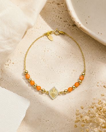 18K Gold Solaris Gemstone Charm Bracelet