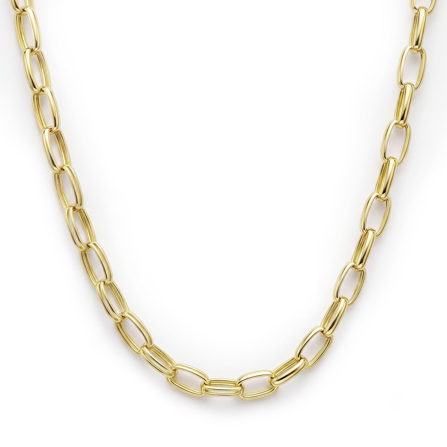 18K Gold Heavy Elongated Link Chain