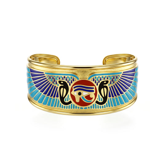 18K Gold Royal Pharaonic Eye of Horus Bangle