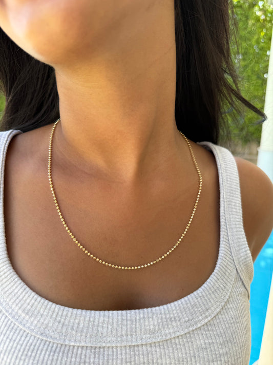 18K Minimalist Dainty Gold Ball Chain