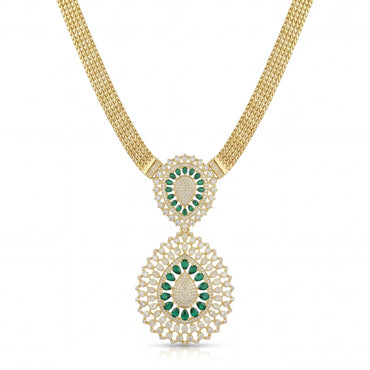 18K Gold Emerald & Zircon Grand Statement Set