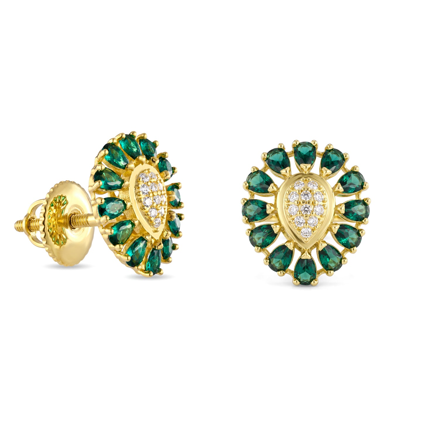 18K Gold Emerald & Zircon Grand Statement Set