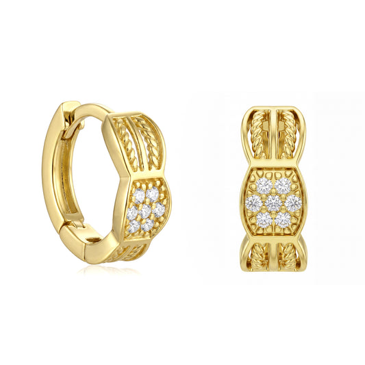 18K Vintage-Inspired Rope Huggies