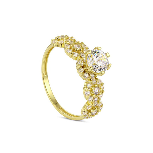 18K Gold Sparkling Centerpiece Ring