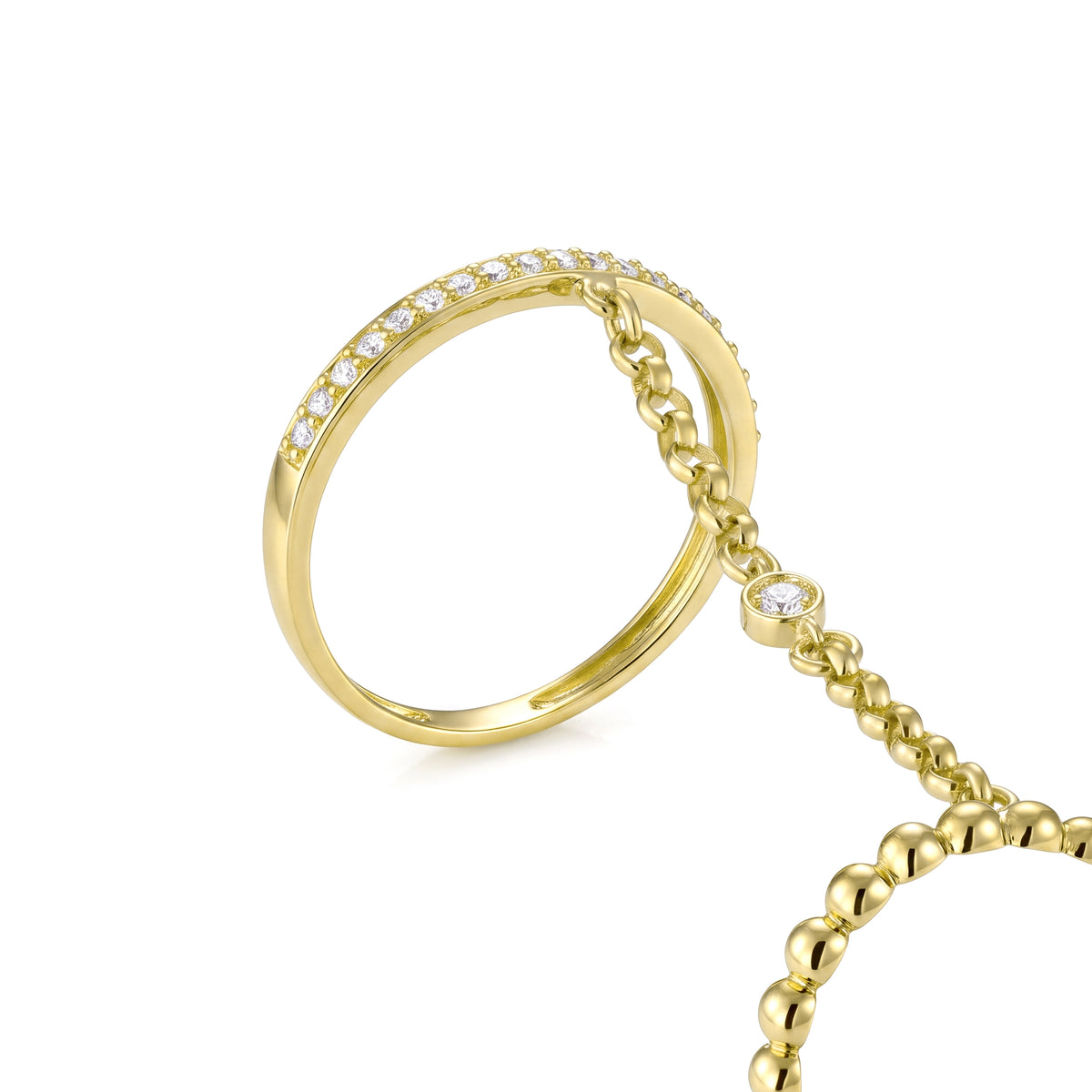 18K Gold Linked Double Ring
