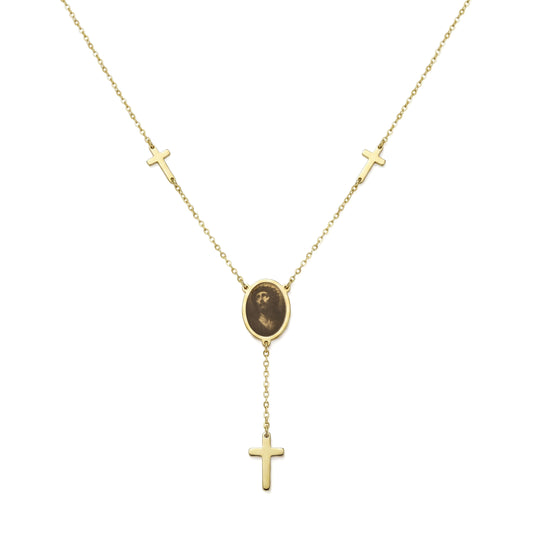 18K Gold Christian Unity Rosary Necklace