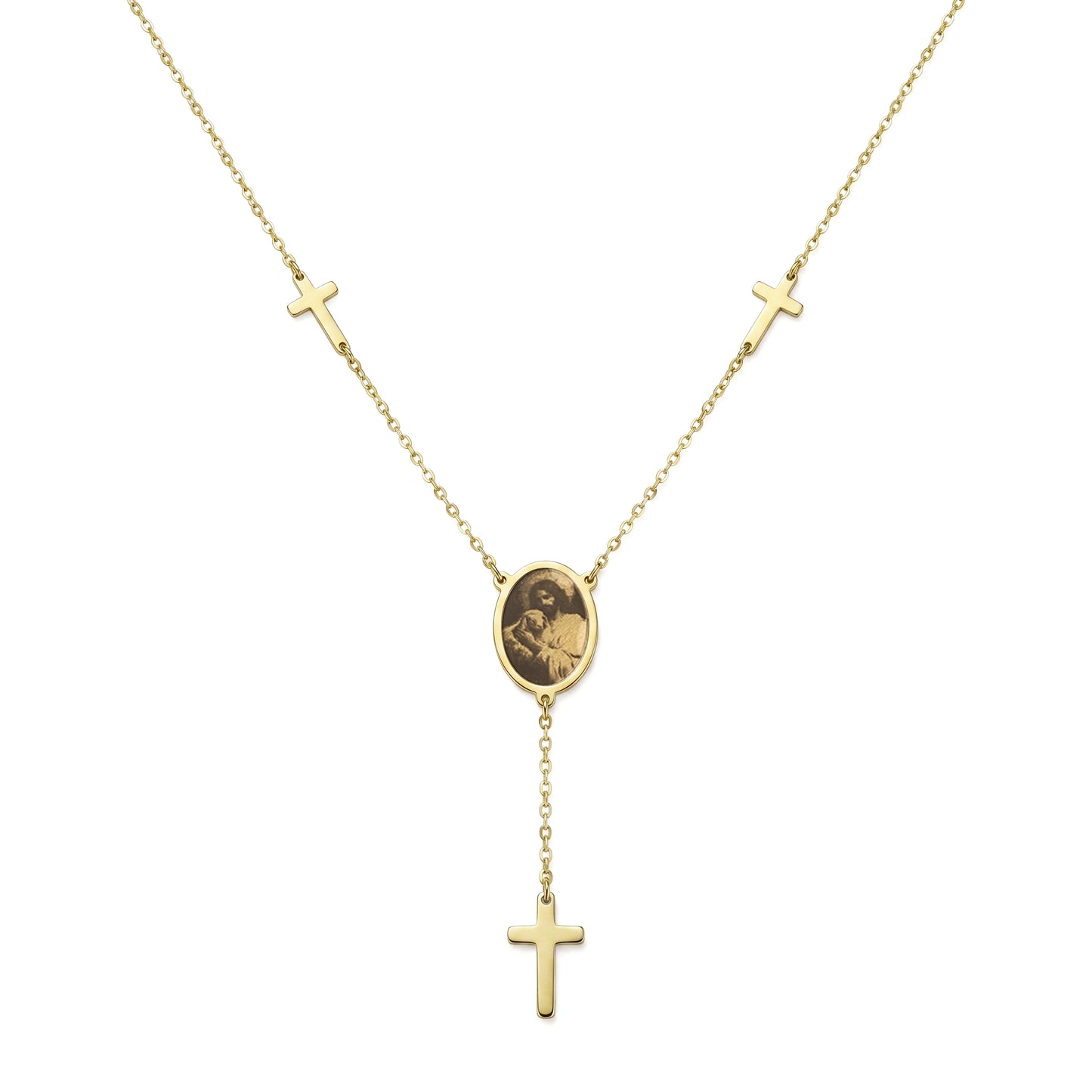 18K Gold Christian Unity Rosary Necklace