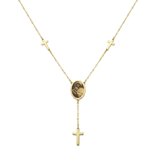 18K Gold Christian Unity Rosary Necklace