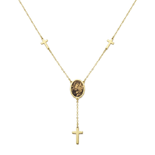 18K Gold Christian Unity Rosary Necklace