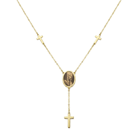 18K Gold Christian Unity Rosary Necklace