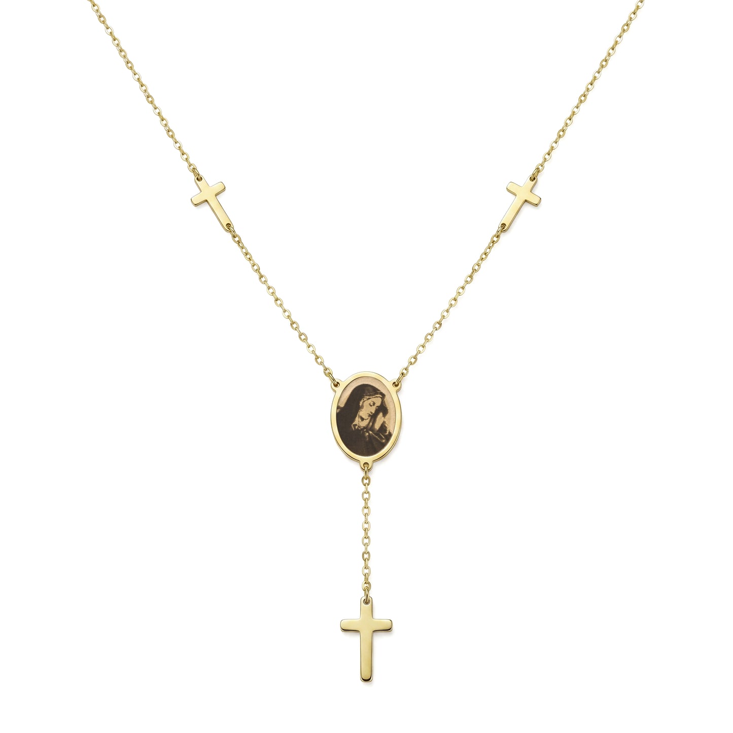 18K Gold Christian Unity Rosary Necklace