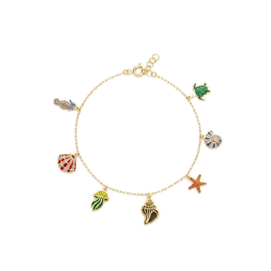 18K Gold Seaside Charm Anklet