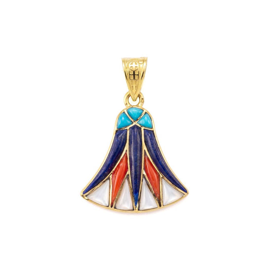 18K Gold Multicolor Lotus Flower Pendant