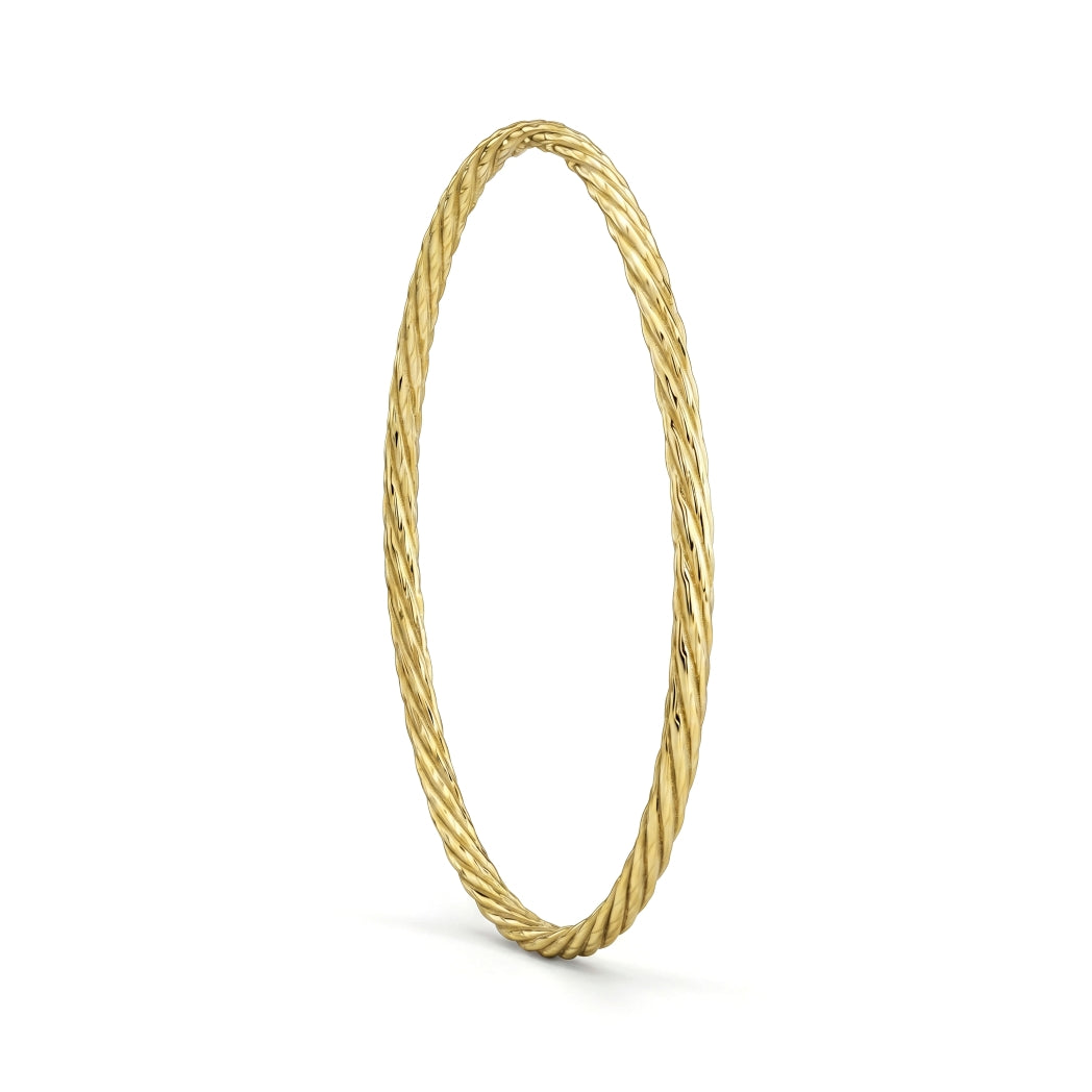 Elegant Twisted 18K Gold Bangel