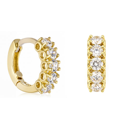 18K Gold Luxe Five-Zircon Hoops