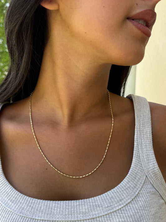 18K Modern Cylinder Link Gold Necklace