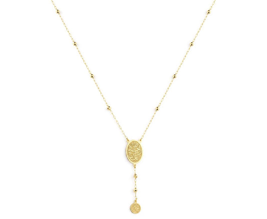 18K Gold Islamic Lariat Necklace