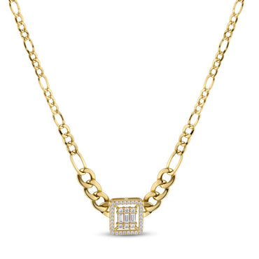 18K Square Baguette Zircon Gold Jewelry Set
