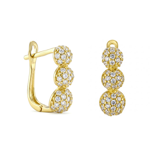 18K Gold Chic Tiered Zircon Hoops