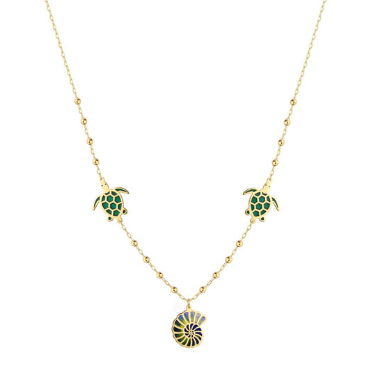 18K Golden Waves Charm Necklace