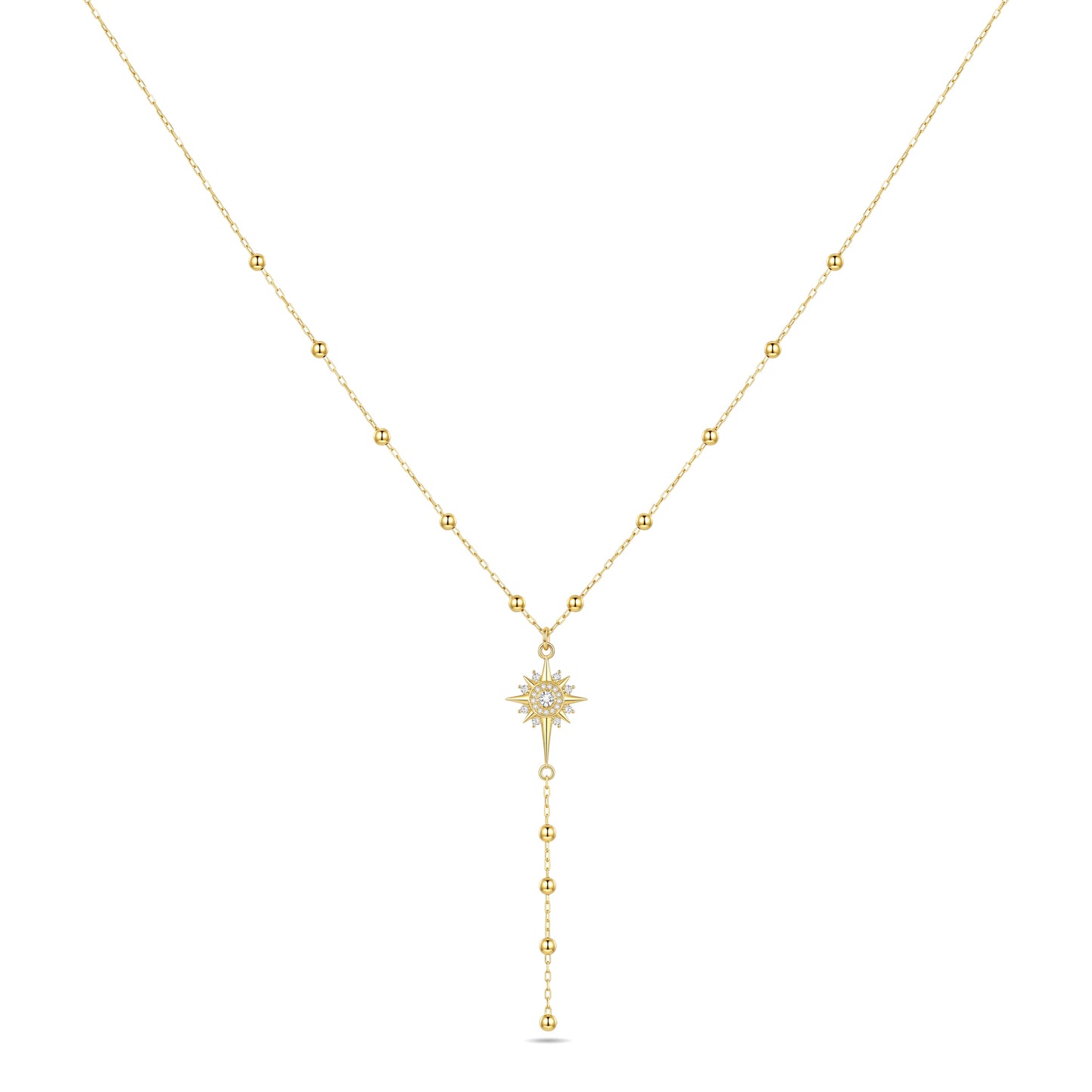 18K Gold Starburst Droplet Necklace