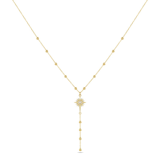 18K Gold Starburst Droplet Necklace