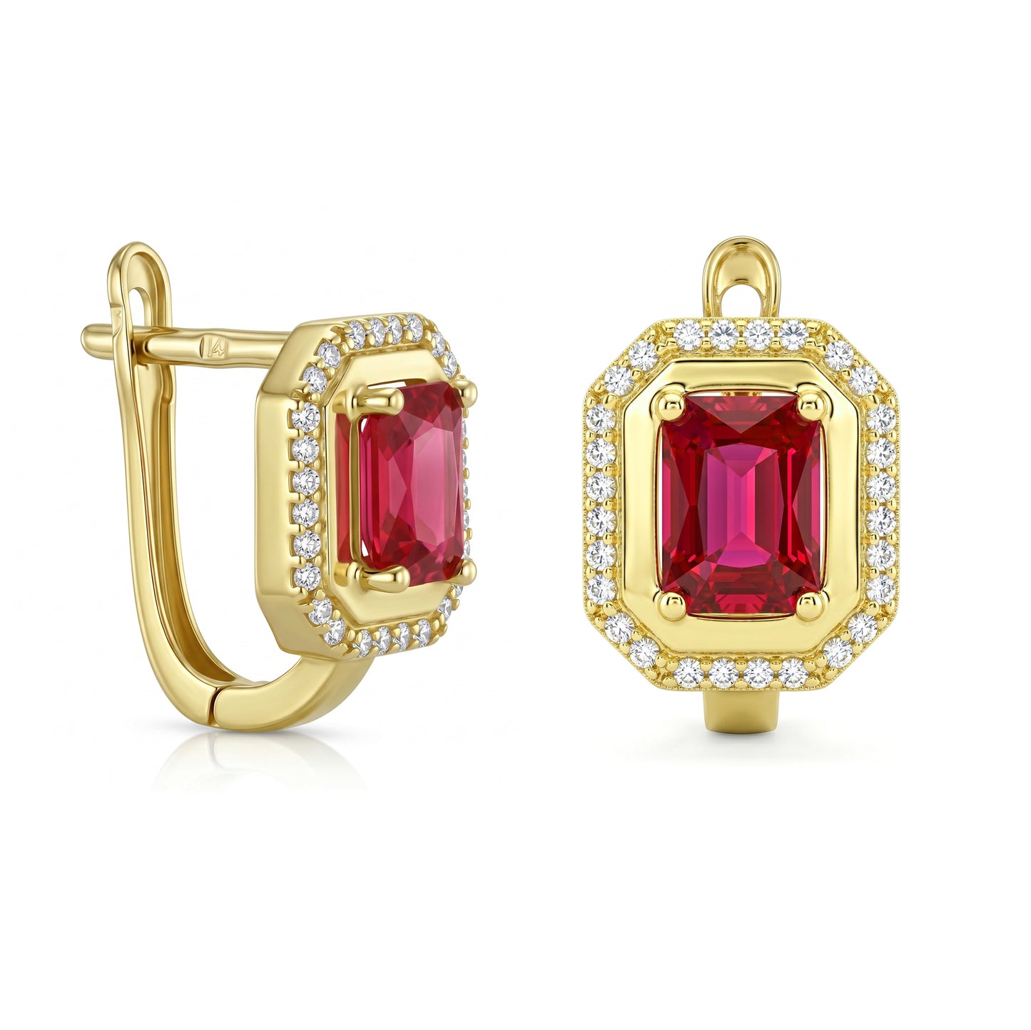 18K Gold Royal Emerald-Cut Zircon Earrings