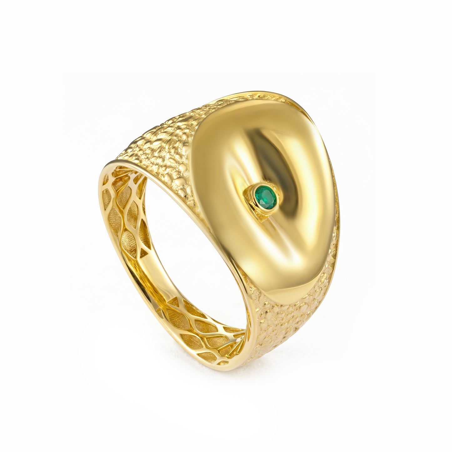 18K Gold Abstract Textured Ring