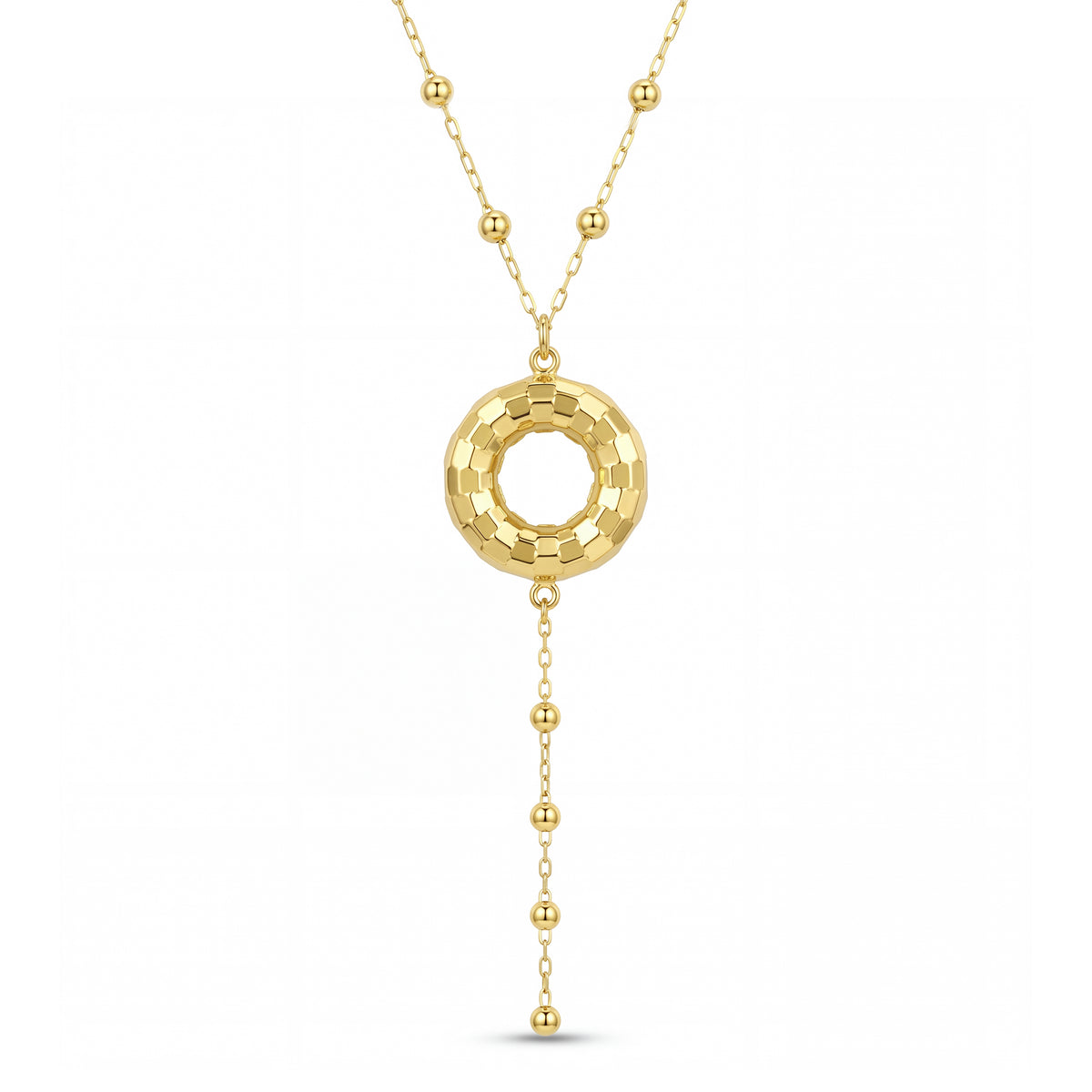 18K Gold Disc Station Necklace
