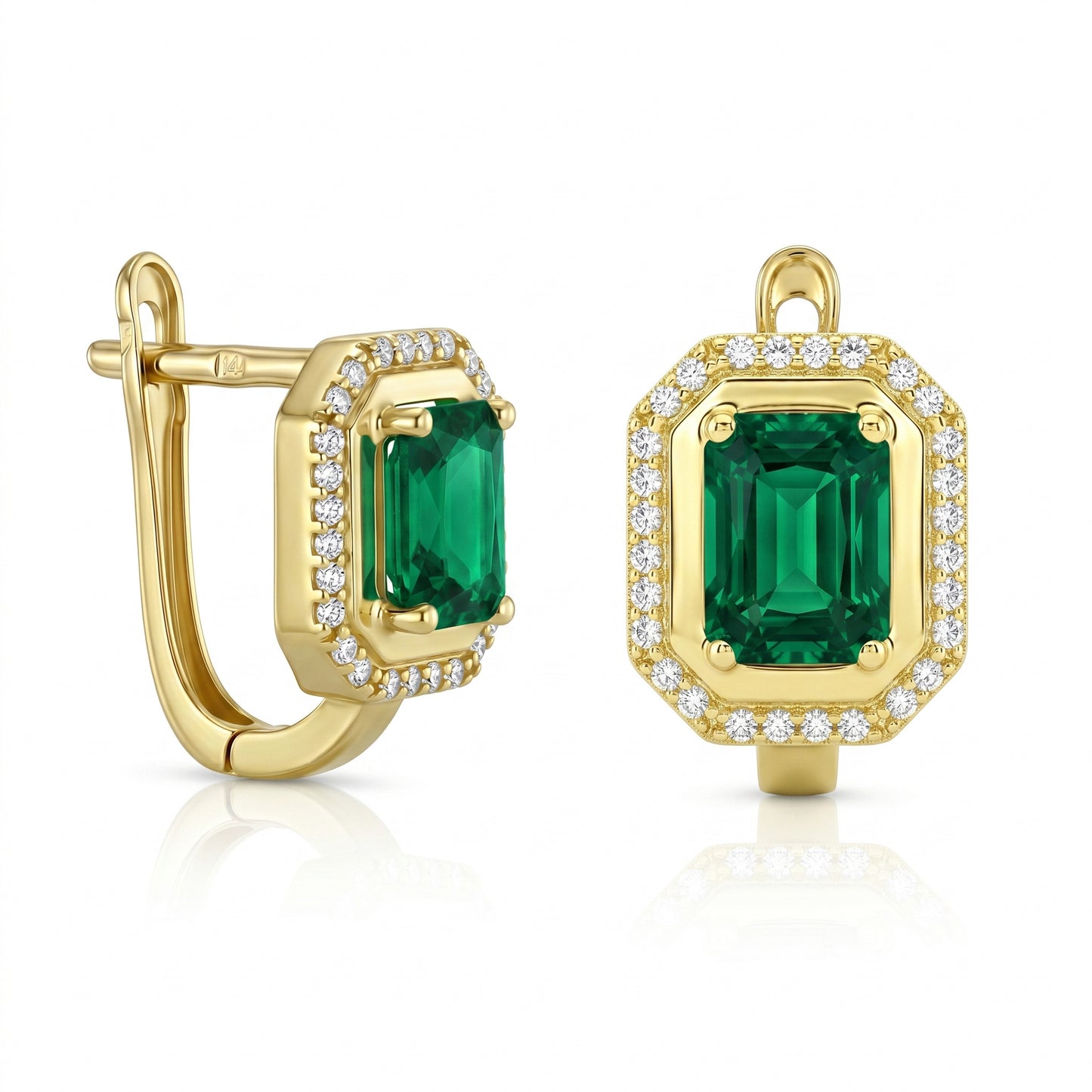 18K Gold Royal Emerald-Cut Green Zircon