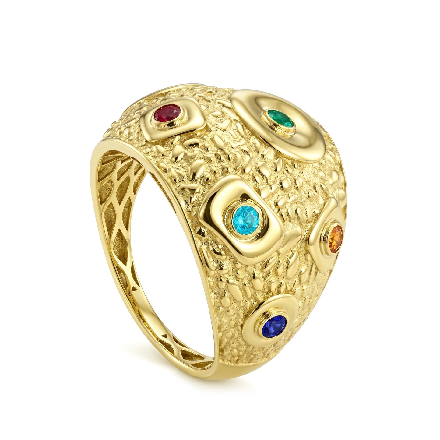 18k Gold Multi-Gemstone Statement Ring