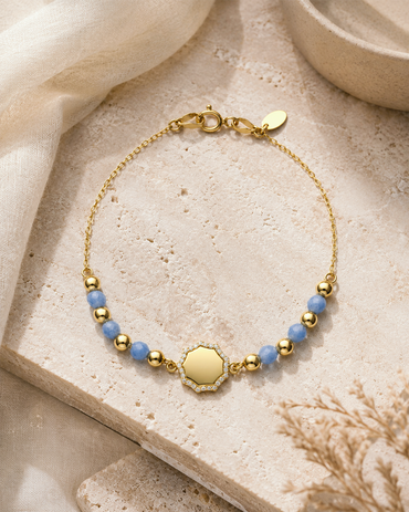 18K Gold Octagonal Halo Bracelet