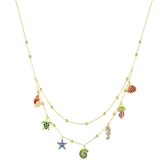 18K Layered Gold Charm Necklace