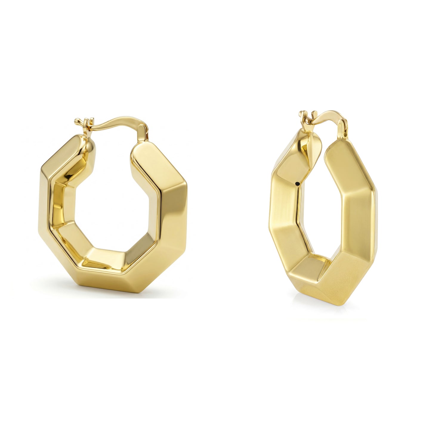 18K Gold Urban Hex Hoops